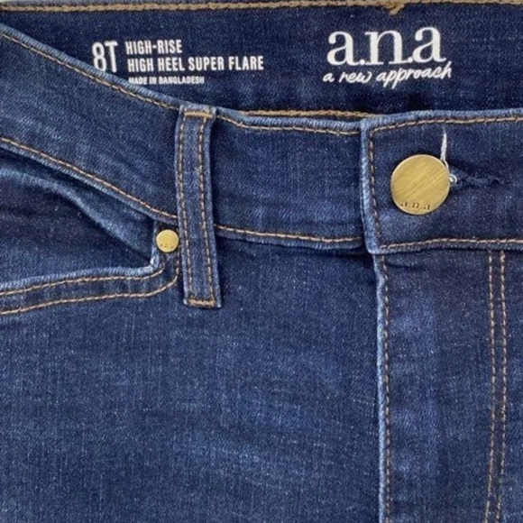 a.n.a Dark Indigo Flare Jeans High Rise Sz 8 - Picture 4 of 9